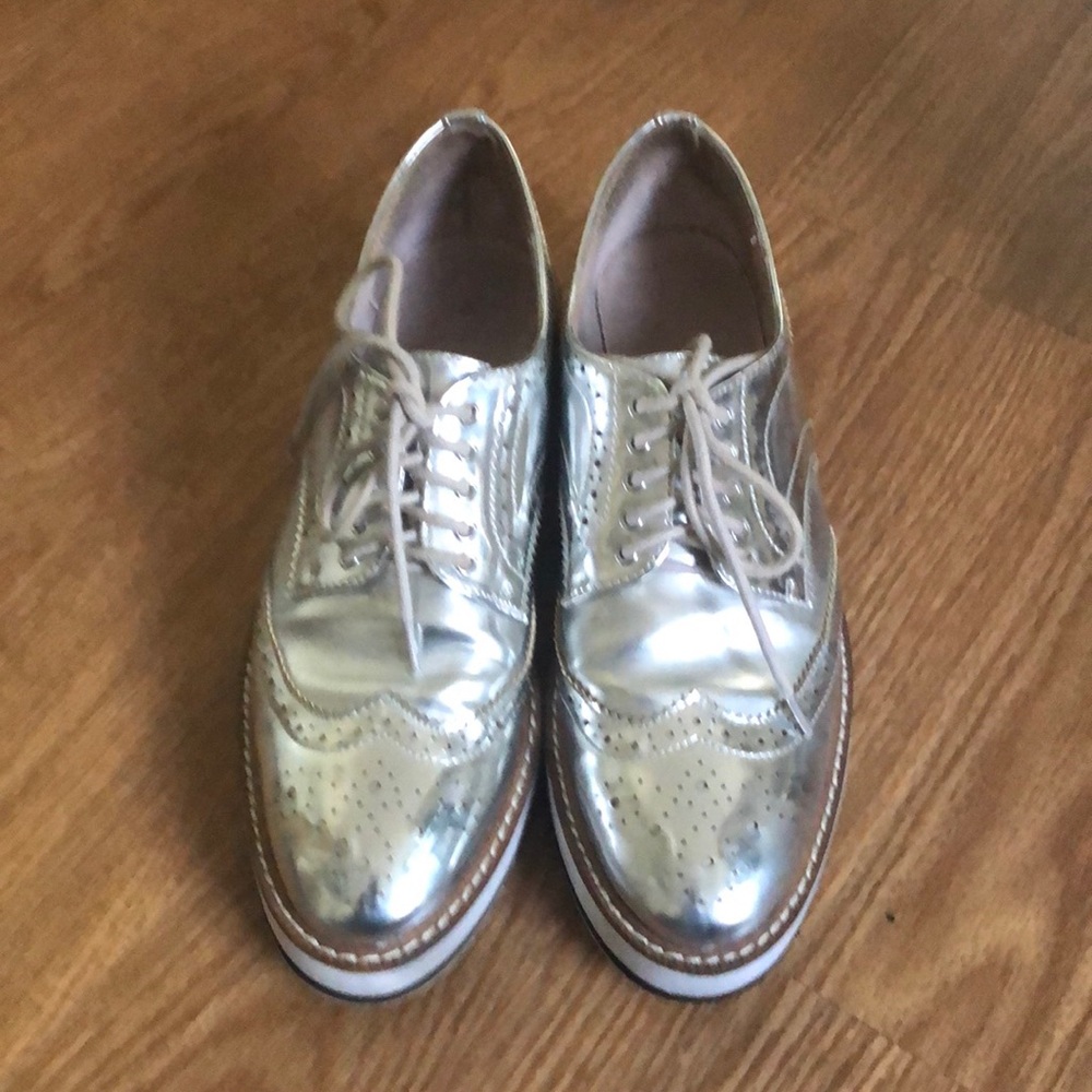 Shellys London Silver Platform Oxford